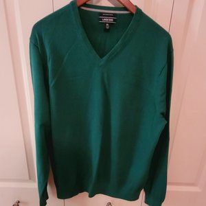 Lands' End Green Cotton V-Neck. Size XL.  EEUC.